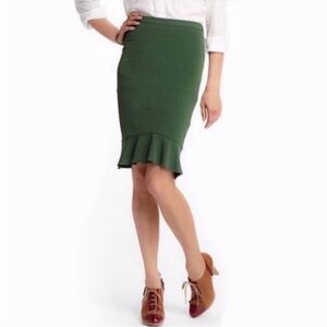 Anthropologie HD Paris Flounce Hem Skirt green size 10